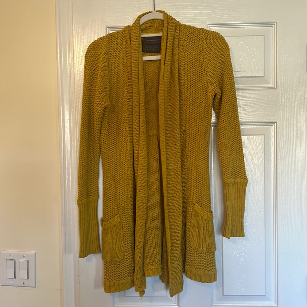 Anthropologie Loose Knit Gold Cardigan